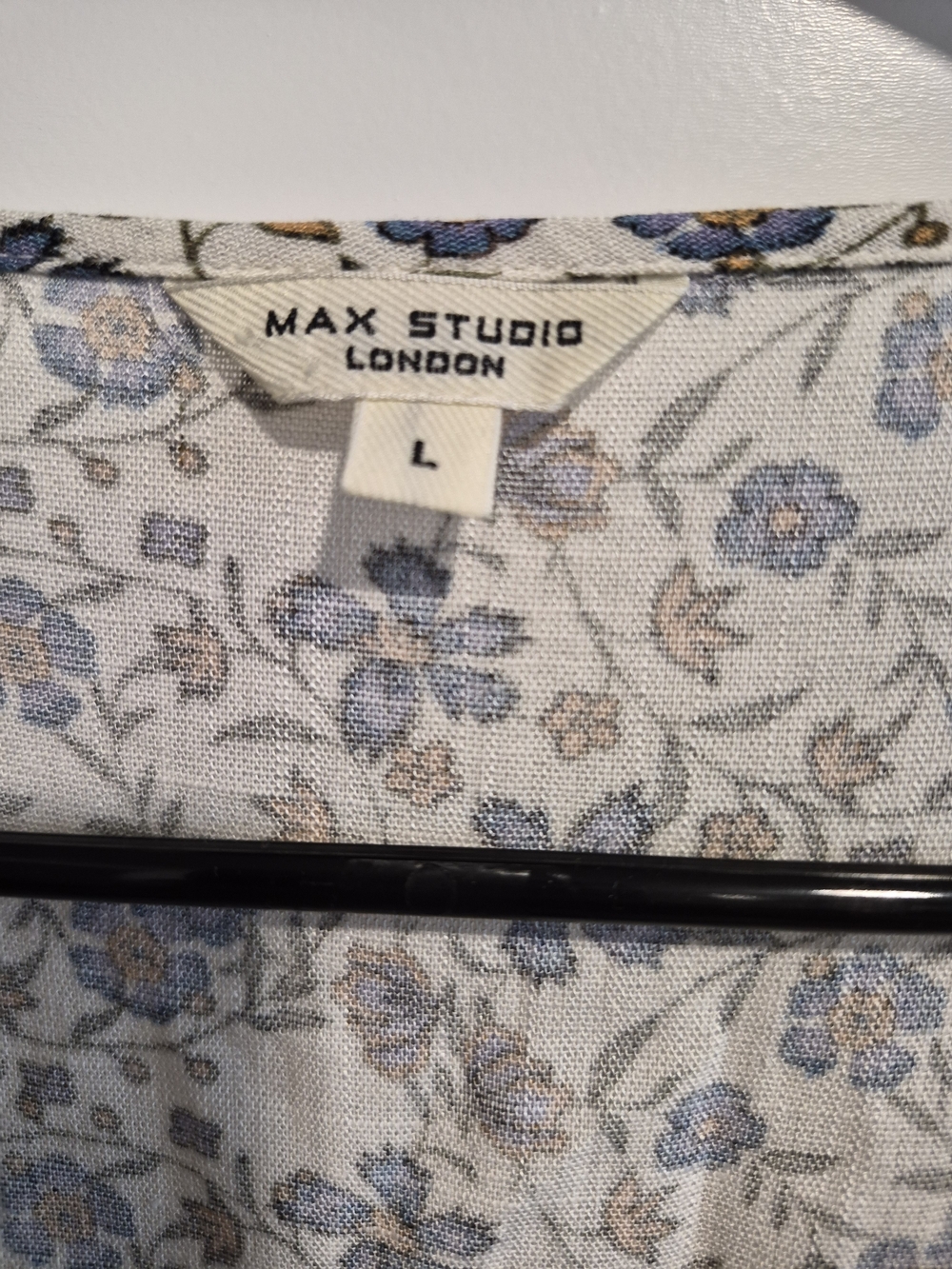 Max Studio Cream Maxi Dress with Navy Floral Print - Picture 3 of 6